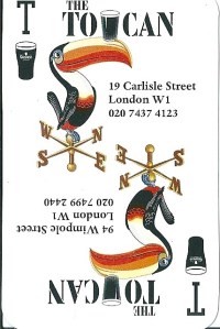 Picture courtesy of the author and Toucan Bar, SoHo, London